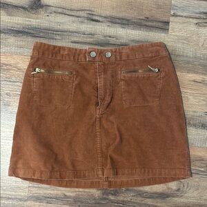 Brown Corduroy Skirt with Gold Accents